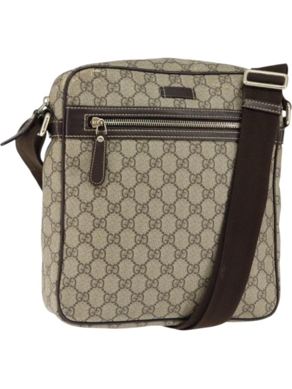 GUCCI GG Supreme Shoulder Bag PVC Brown Gold 201448